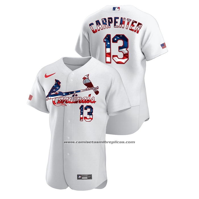 Camiseta Beisbol Hombre St. Louis Cardinals Matt Carpenter 2020 Stars & Stripes 4th of July Blanco